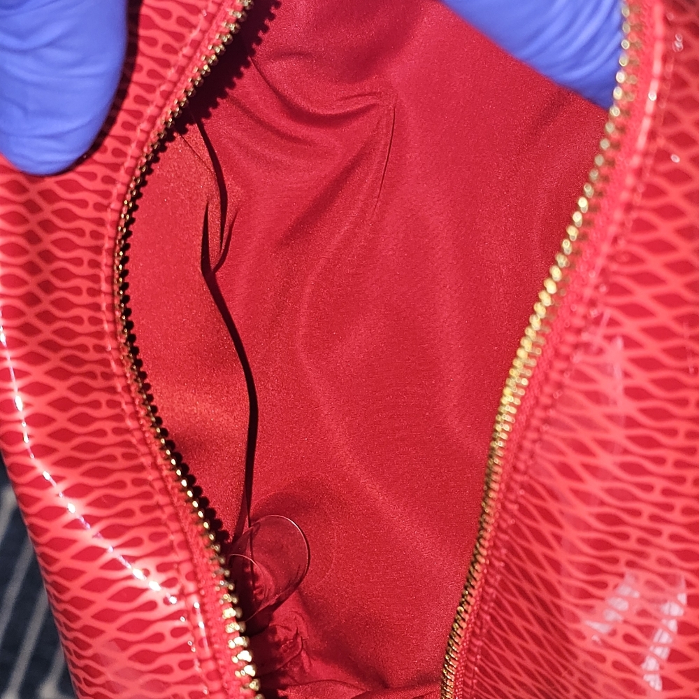 Christian Louboutin Vibrant Red Patterned Makeup Bag - Picture 3 of 4